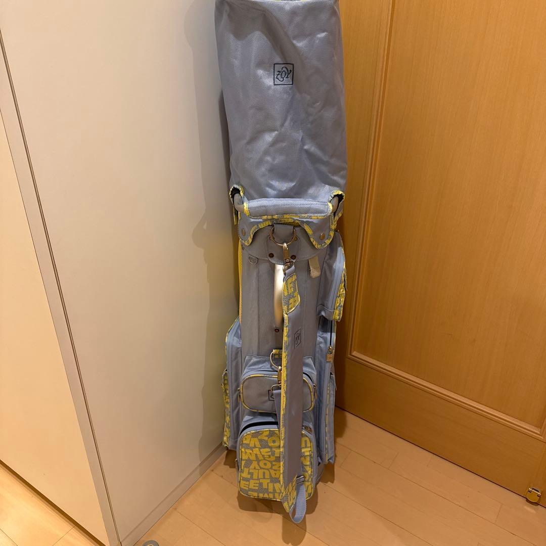 青・黄色 ロゴ入りキャディバッグ