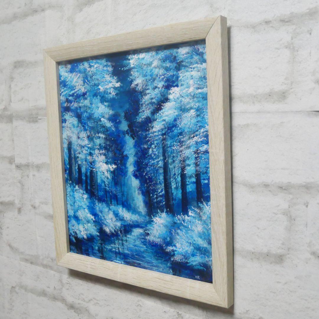 油絵 油彩 油彩画 絵 絵画【冬の森の川】