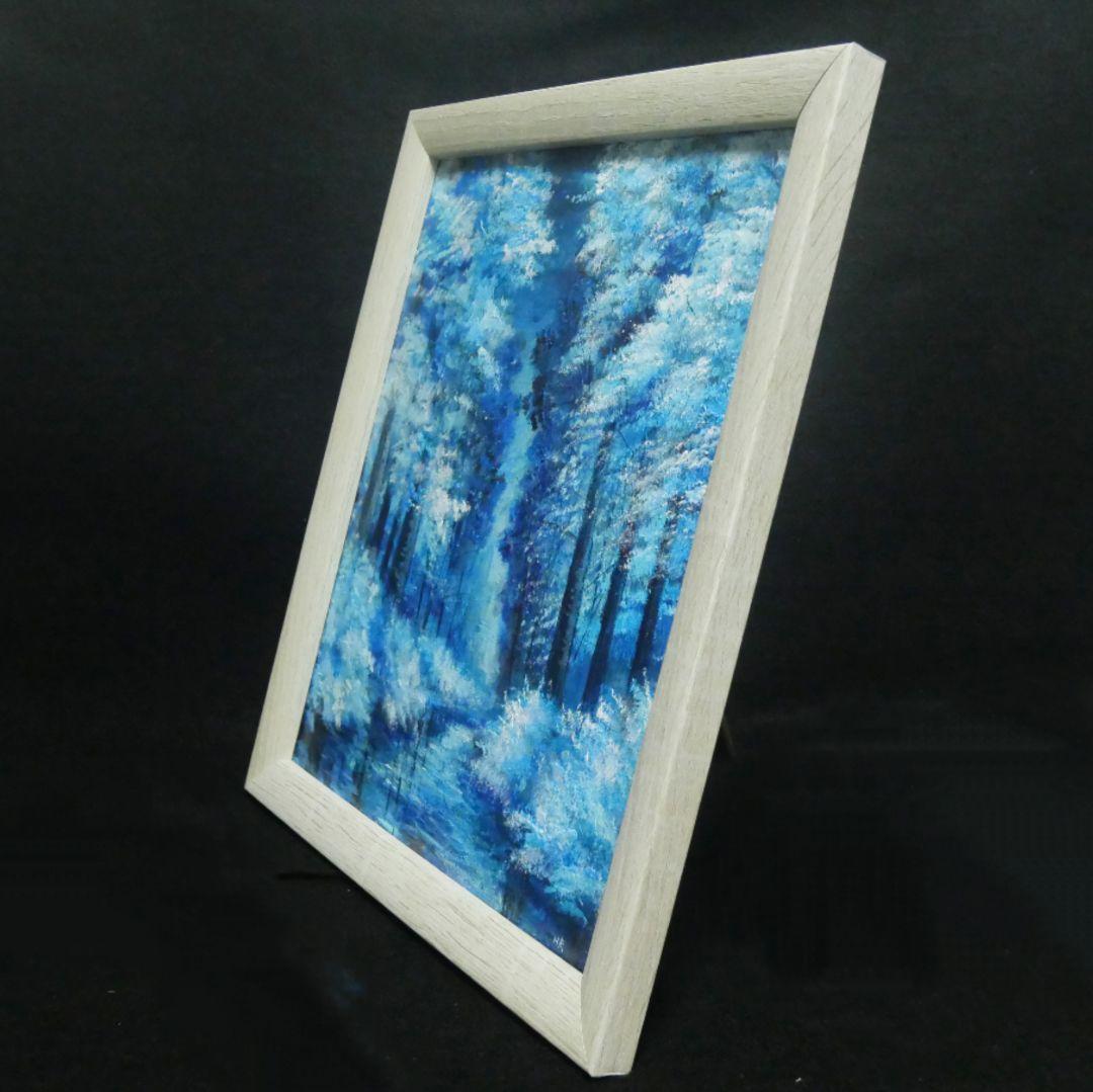 油絵 油彩 油彩画 絵 絵画【冬の森の川】