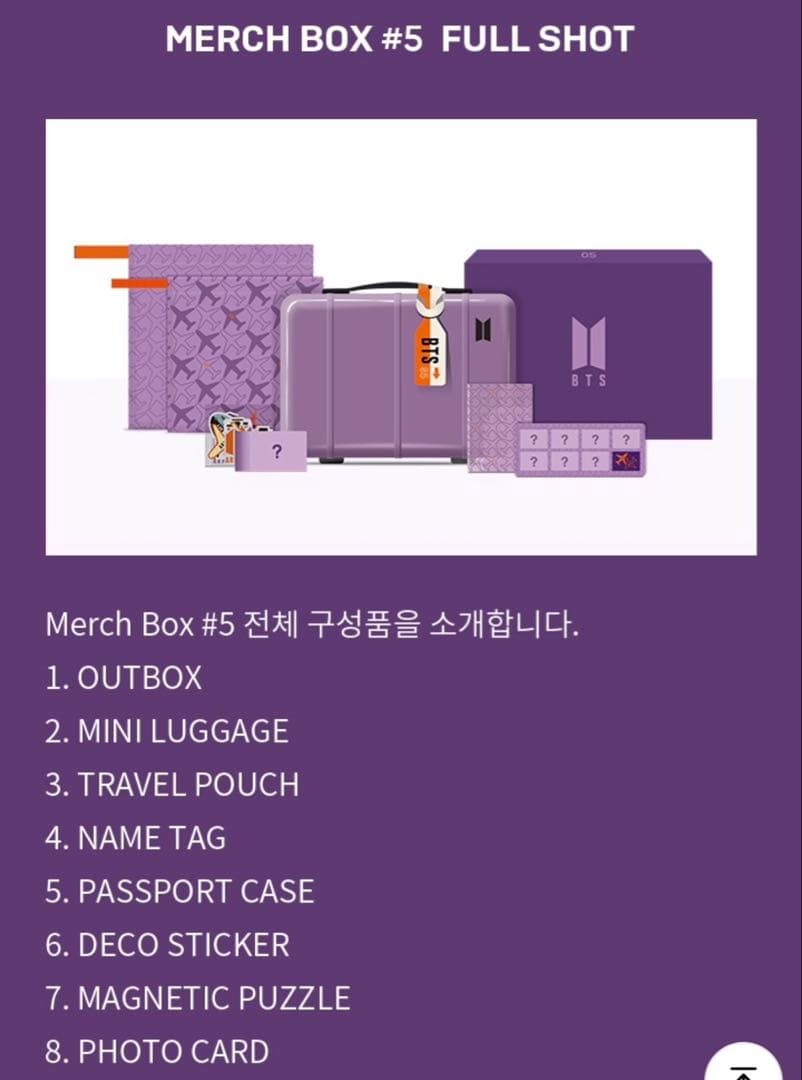 BTS　Merch Box #5　マーチボックス　ミニラゲッジ　おまけ付き