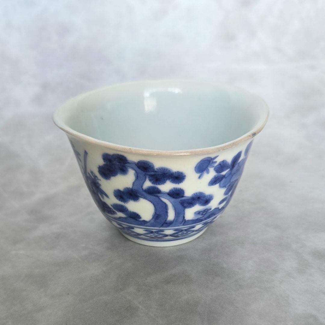 古伊万里　藍柿手　染付　向付　酒器　江戸時代　骨董　金直し　金継ぎ　アンティーク