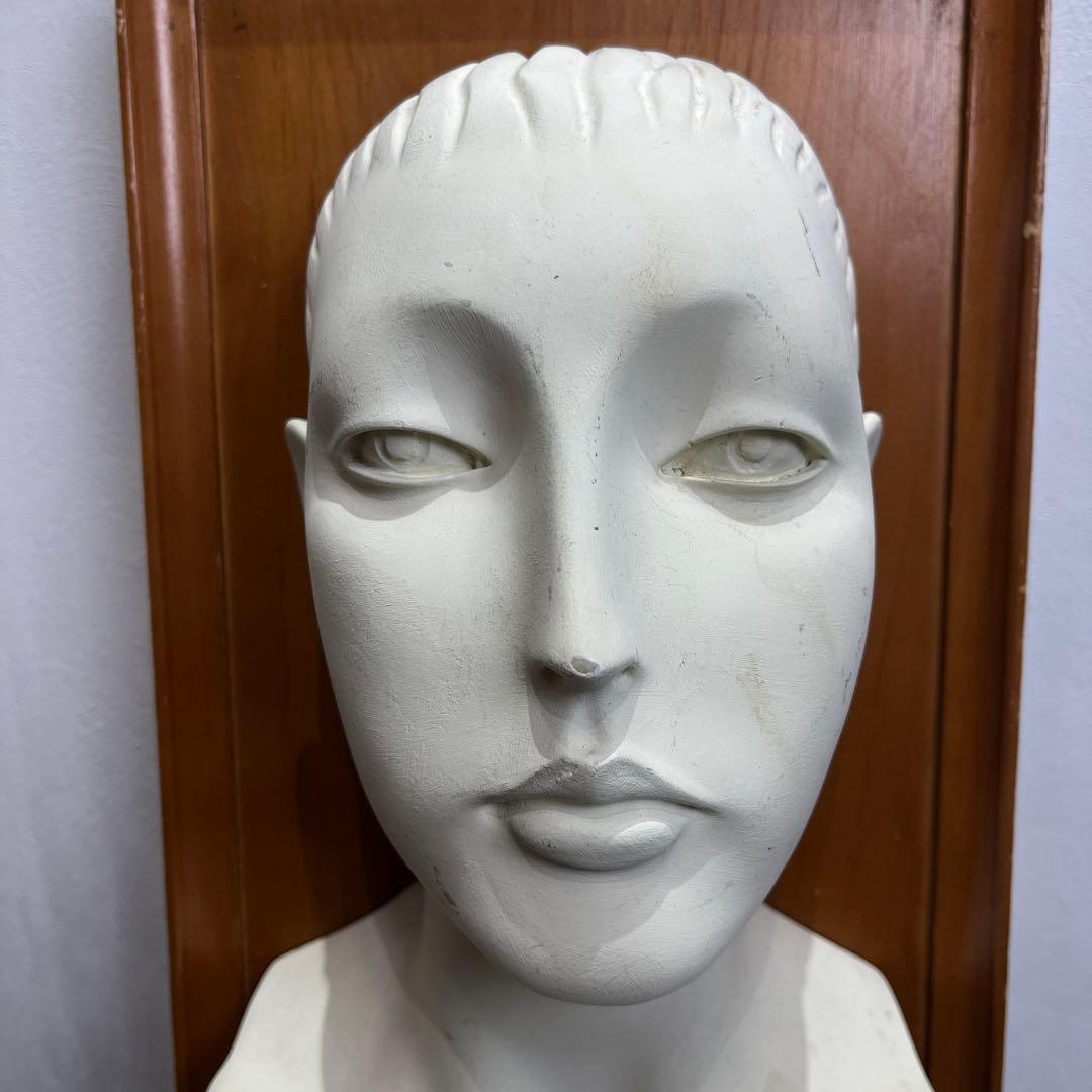 M02755 石膏アート　オブジェ　額付き　骨董品　インテリア　置き物