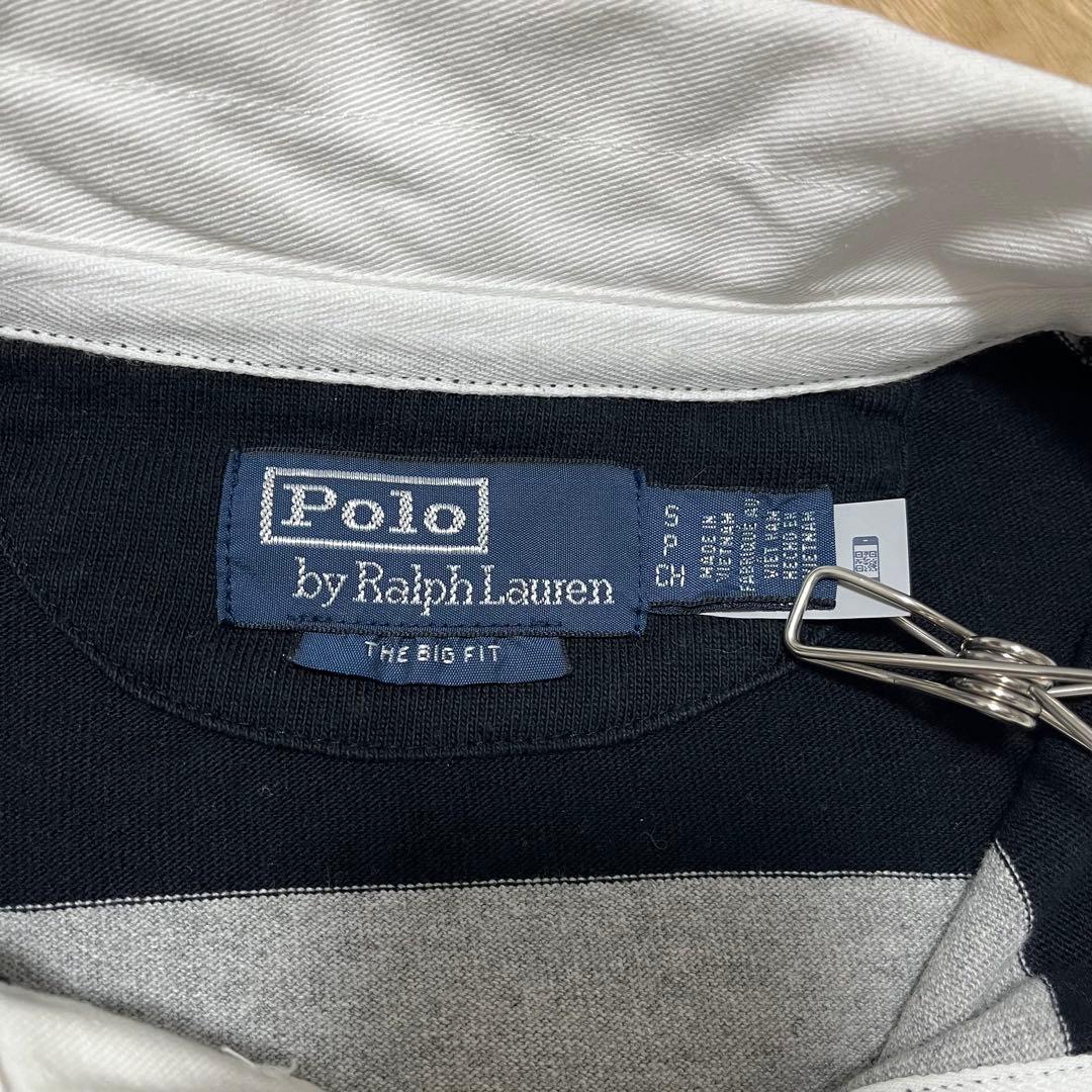 ポロ ラルフローレン ビッグフィット ストライプ ラグビー シャツ 裾ポニー S
