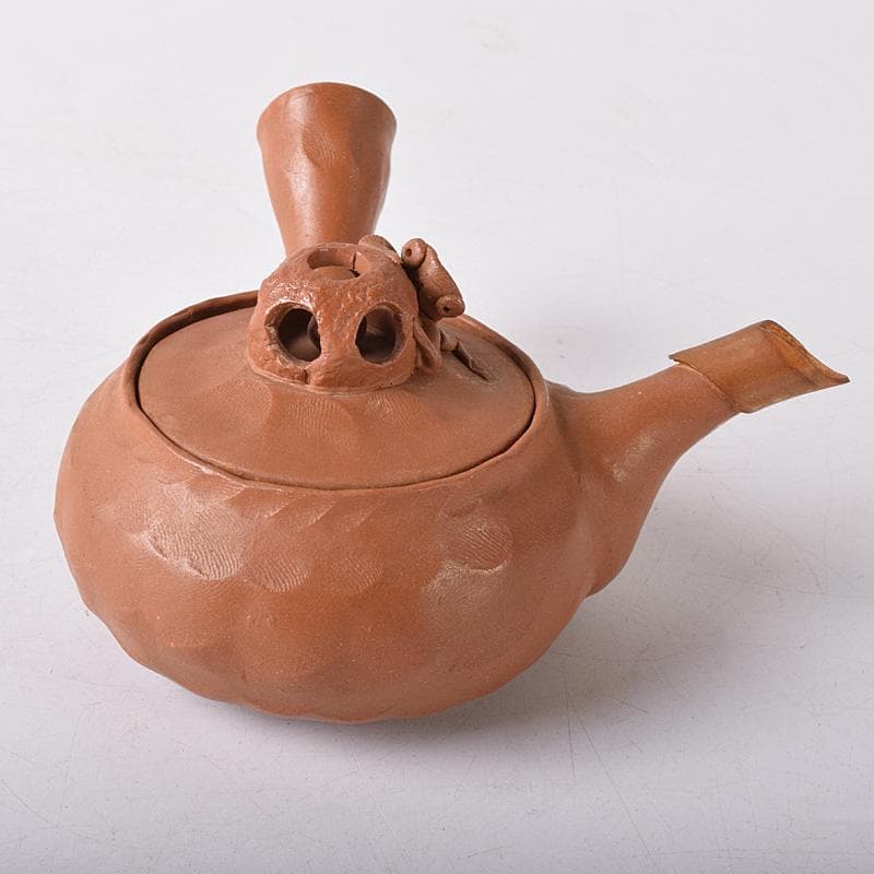 常滑焼　朱泥　蛙摘　横手急須　V　7638