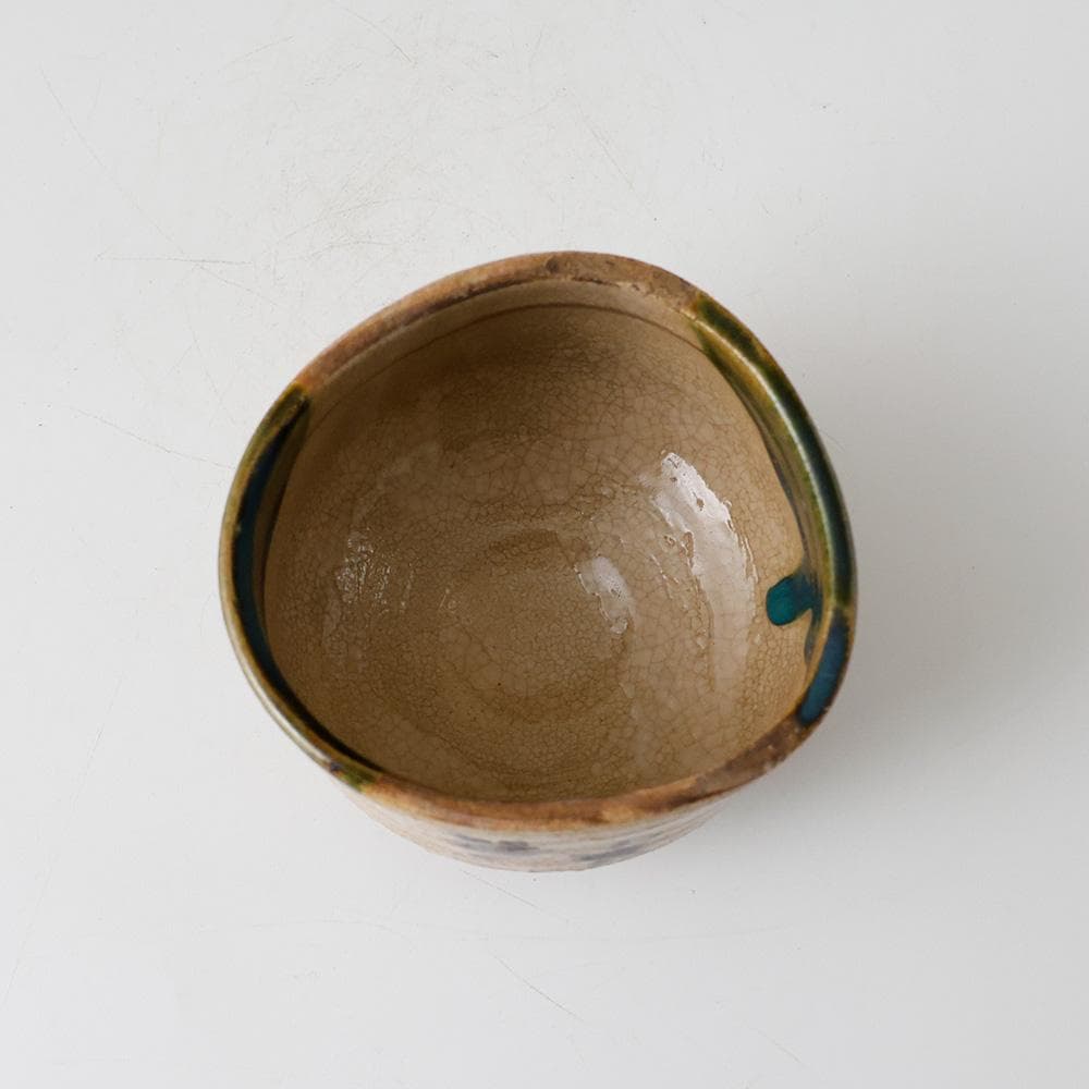 美品 宮地成和 織部焼 茶碗 共箱 栞 人気の美濃焼 織部茶碗