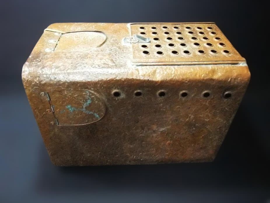 手作り 鮎缶 銅製 アユ釣り 昭和レトロ 古民具 逸品