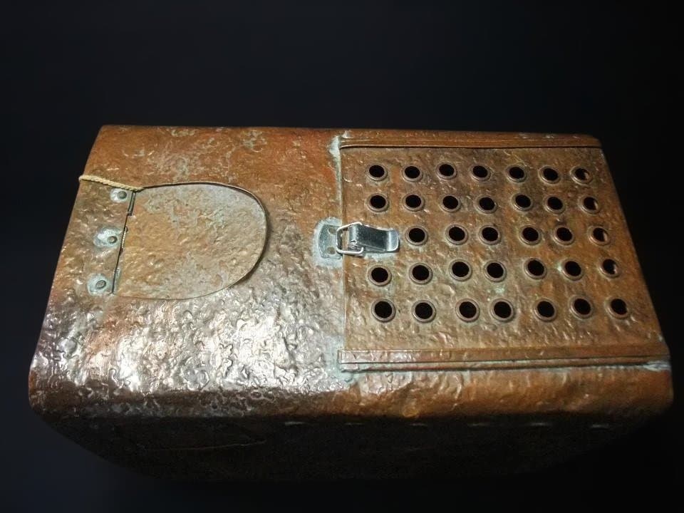 手作り 鮎缶 銅製 アユ釣り 昭和レトロ 古民具 逸品