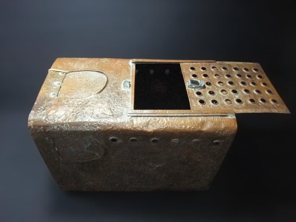 手作り 鮎缶 銅製 アユ釣り 昭和レトロ 古民具 逸品