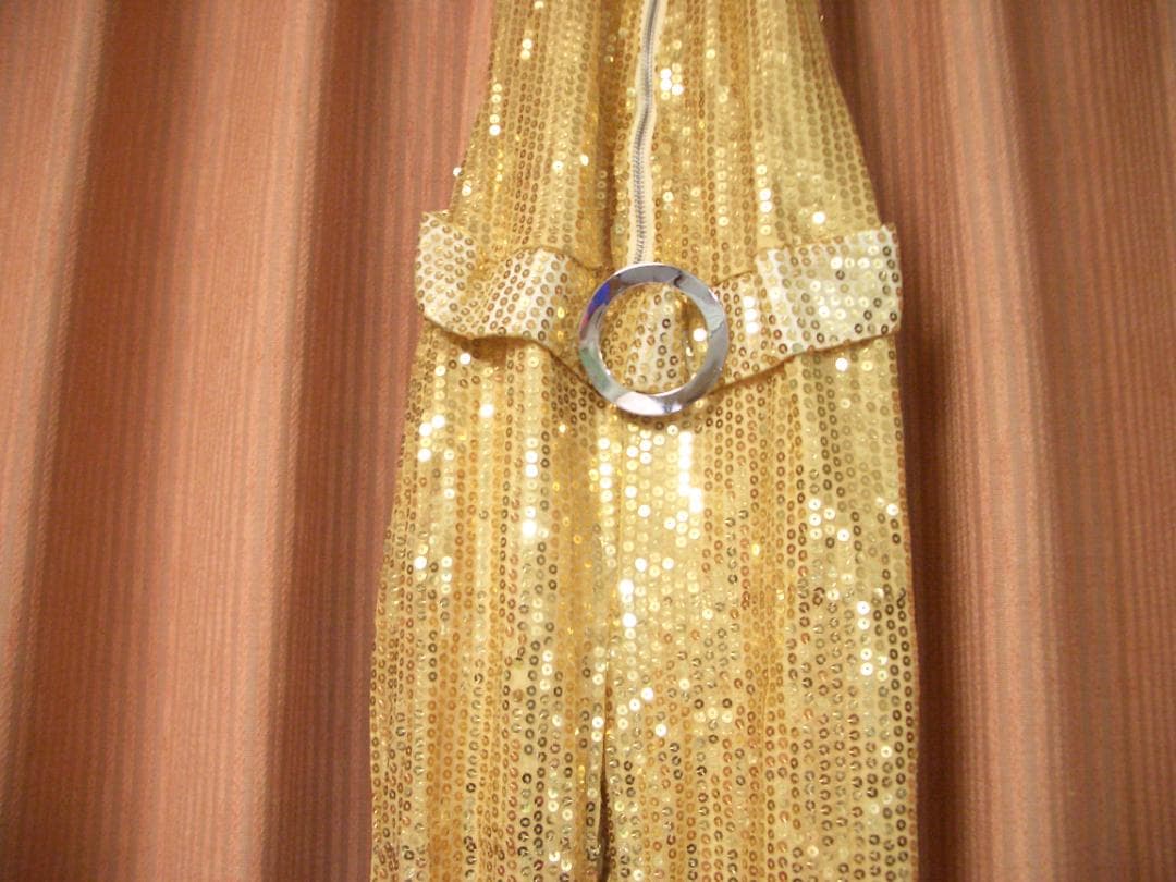 5人分セット　ゴールド　スパンコールつなぎ & BIGサングラス付アフロウィッグ