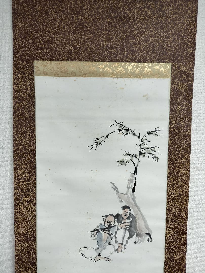 ♢倉田松濤(1865～1928) 肉筆画　人間画賛　紙本　掛軸