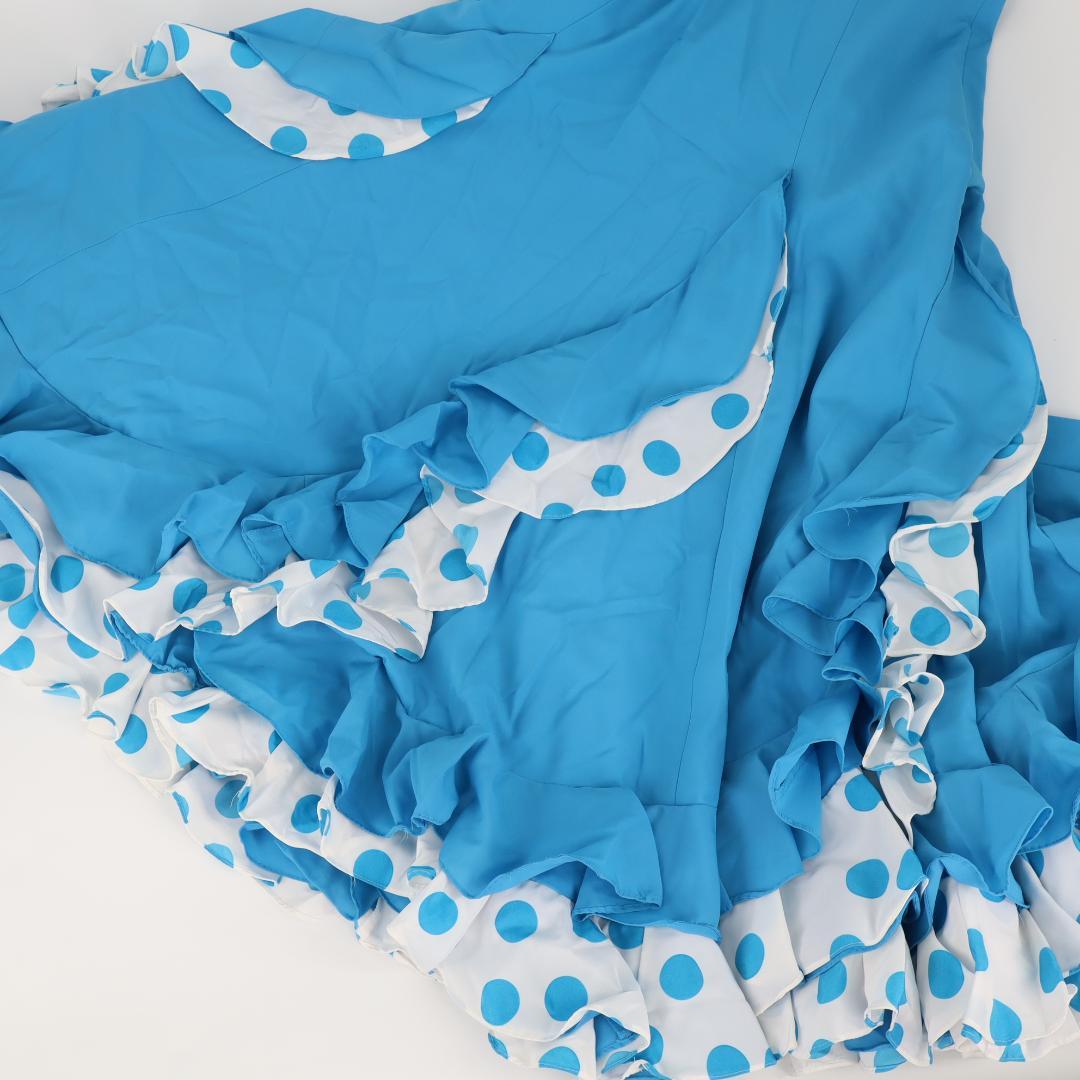 【美品 フラメンコ衣装】スカイブルー×水玉 アトリエ貴美恵 ドレス シージョ