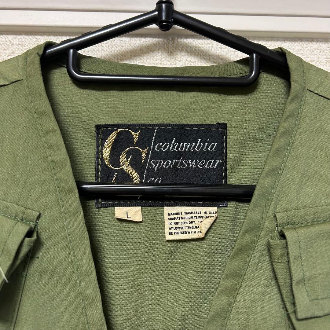 70s Columbia フィッシングベスト Lサイズ オリーブグリーン