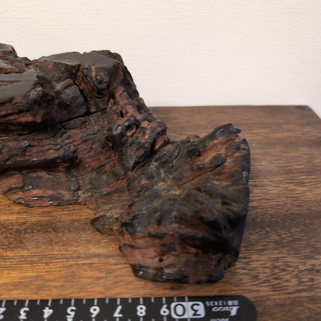 枯木　古木　木製仏像台 黒漆塗り　波濤彫刻　古美術　骨董