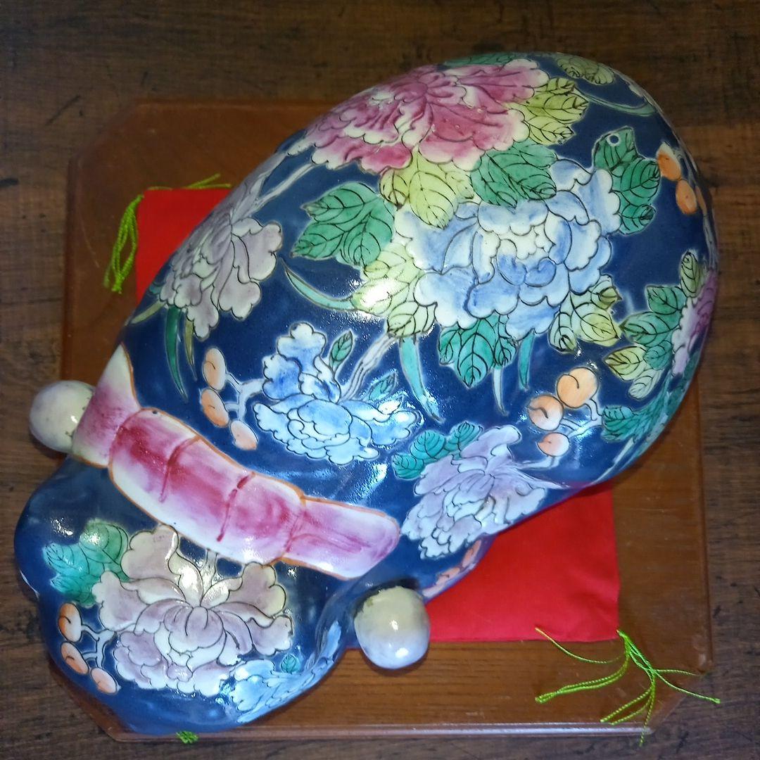 眠り猫　陶器　花　日本 vintage ceramic cat object