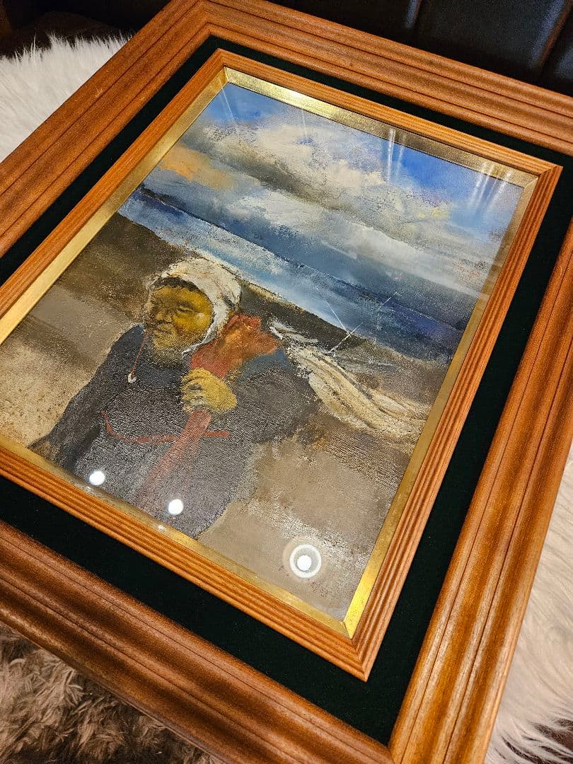 工藤和男「浜の女」油彩 F6号 創元会元会長 労働者の賛歌 一枚の繪 逸品