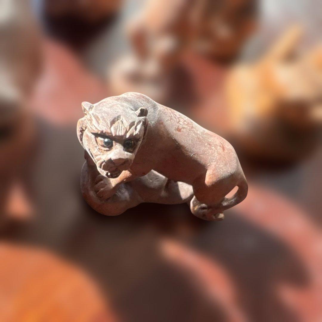 時代提げ物　唐木黄楊木彫刻　犬・猿・虎など　根付　置物