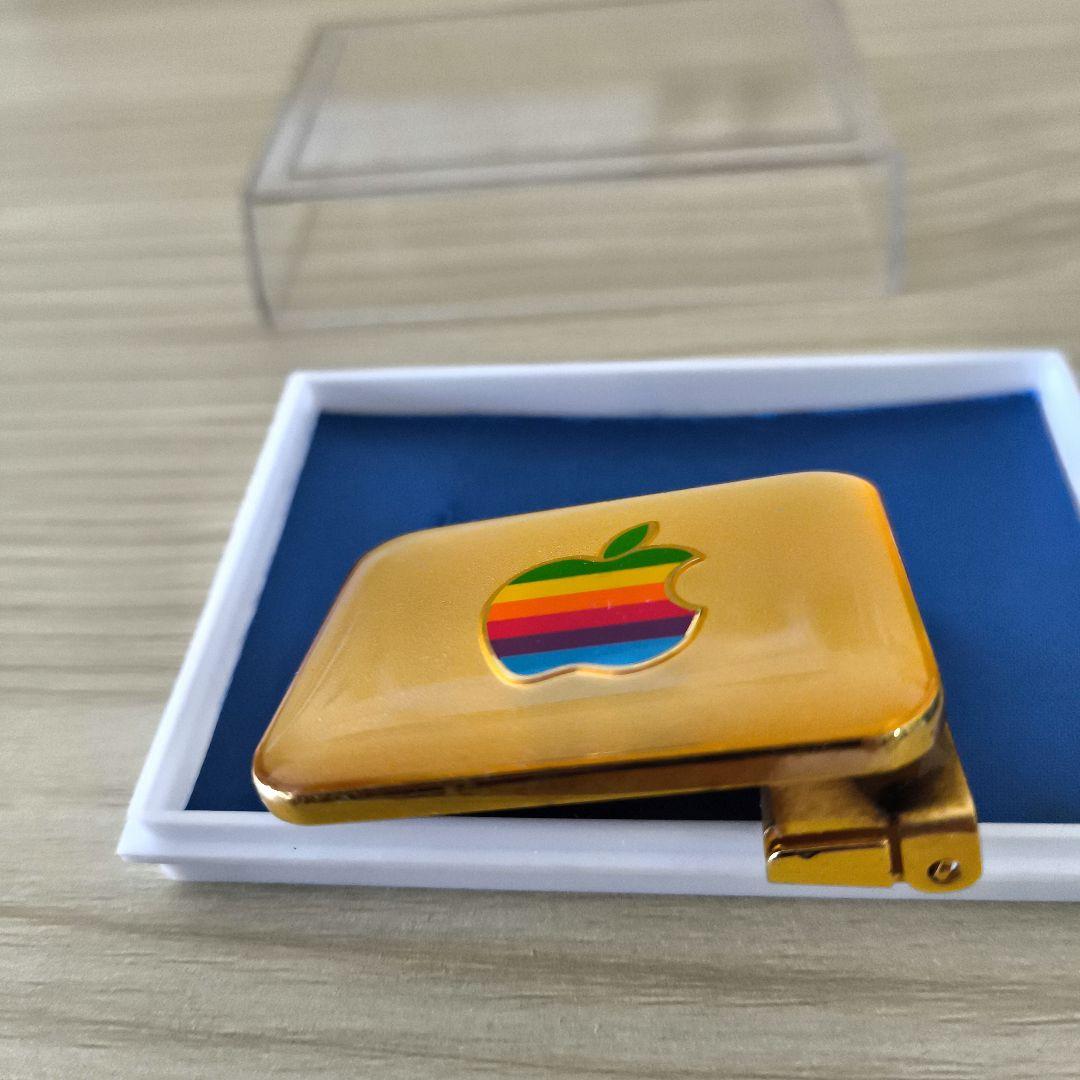激レア【Apple 】アップル　ビンテージ　ゴールドベルトバックル　 レインボー