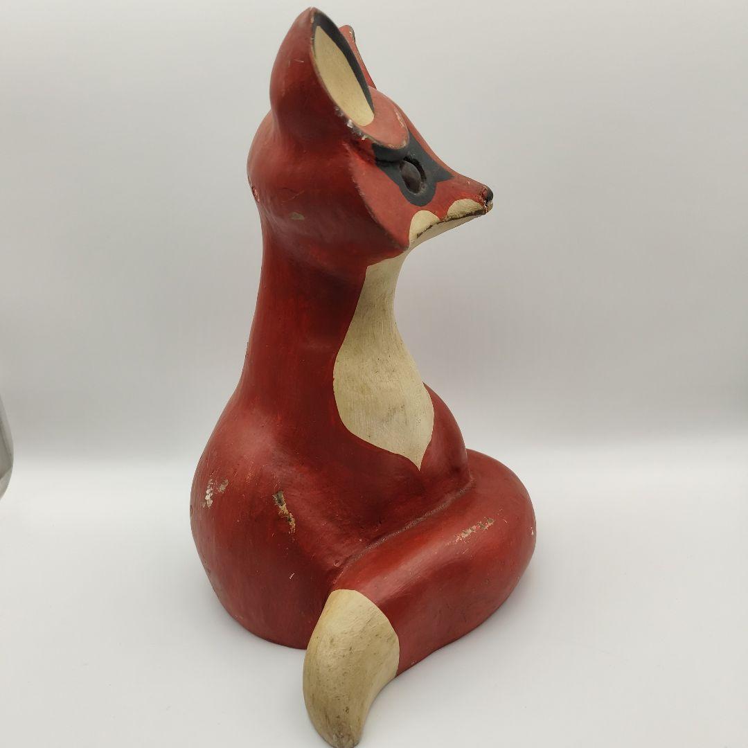木製 NITTSJO キツネ 置物 ヴィンテージ 高さ約30.5cm