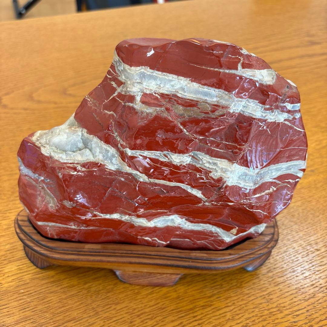 佐渡 赤玉石 天然石　鑑賞石　赤石　置物　重さ3㎏強　木台付