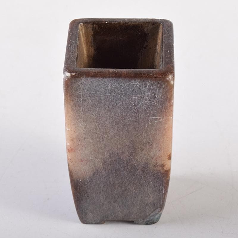 中国　玉石寿山石彫刻　小さな植木鉢　盆栽鉢　V　8759E