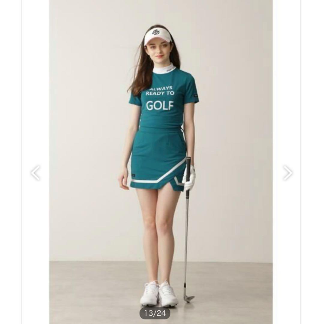 PINKY GOLF ターコイズ ラップスカートとモックシャツ