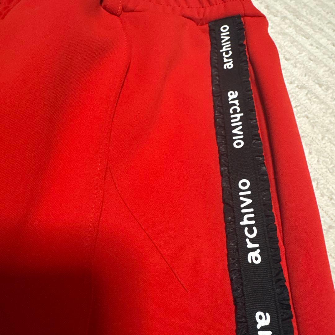 アルチビオ　レディース サイドリボンテープ　レッドパンツ 36