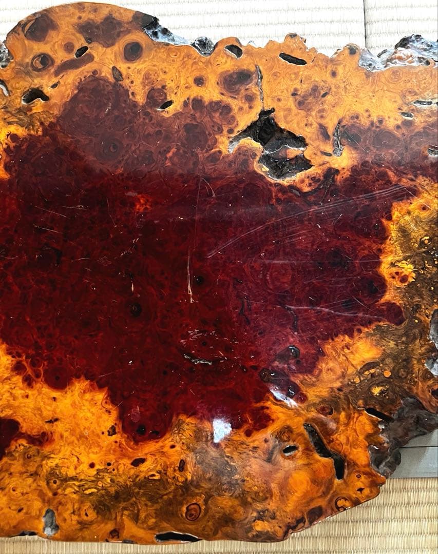 天然時代木 花梨 美玉杢 瘤 花台 香台 盆栽台 平台 肉厚 約80㎝ 7㎏