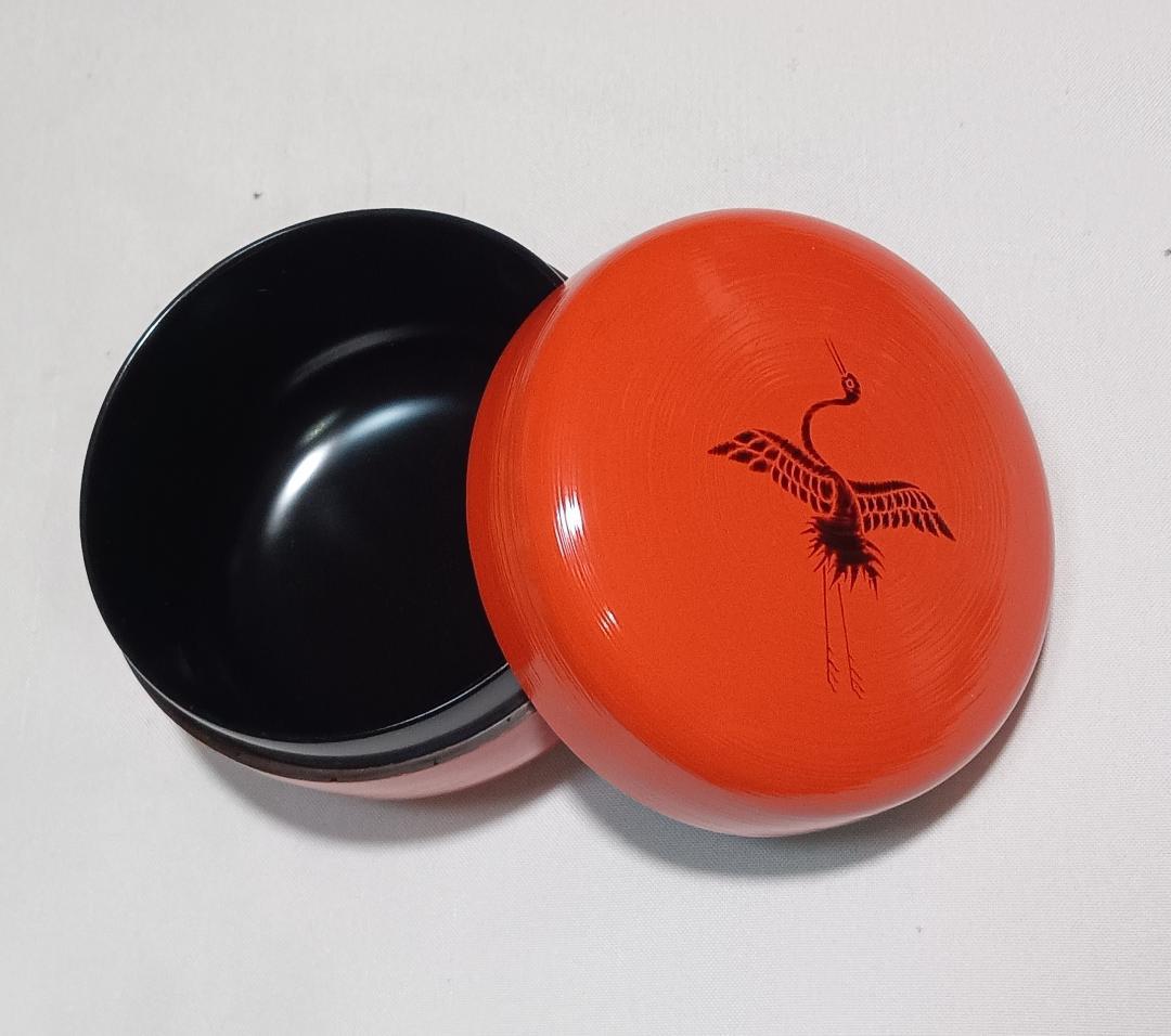 茶道具　加賀蒔絵師後藤元幸作　朱漆塗鶴蒔絵平棗　裏千家鵬雲斎宗匠花押入　美品！！