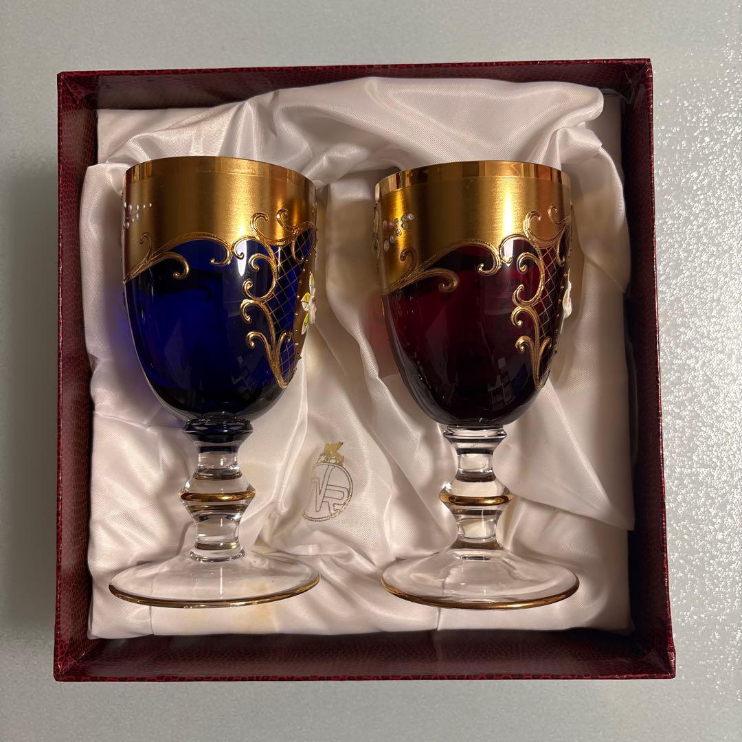 ラグーナムラノ ベネチアングラス 24金 金彩 ペアグラス　ヴェネチアン