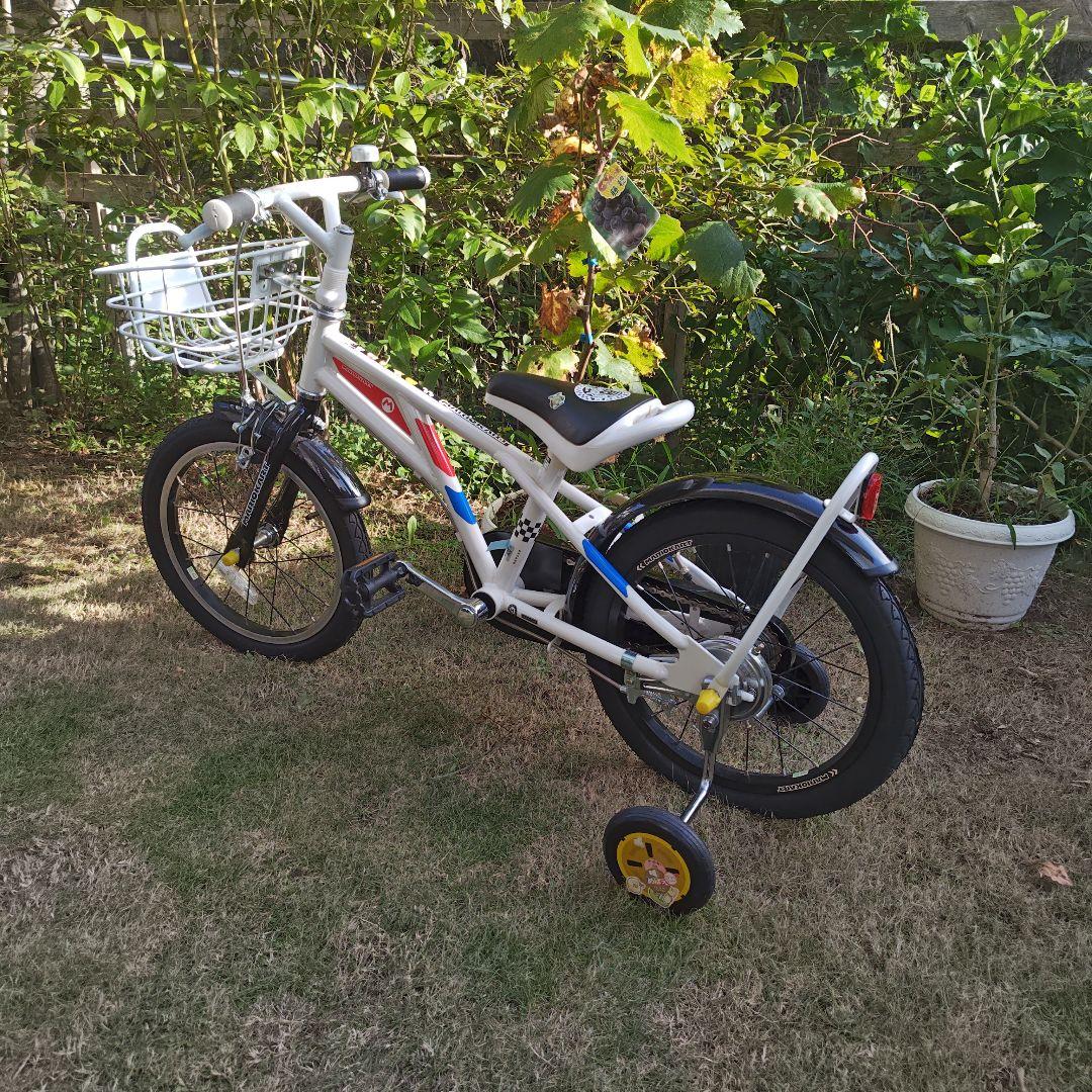 引き取りのみ、マリオ可愛い子供用自転車 前カゴ・補助輪付き