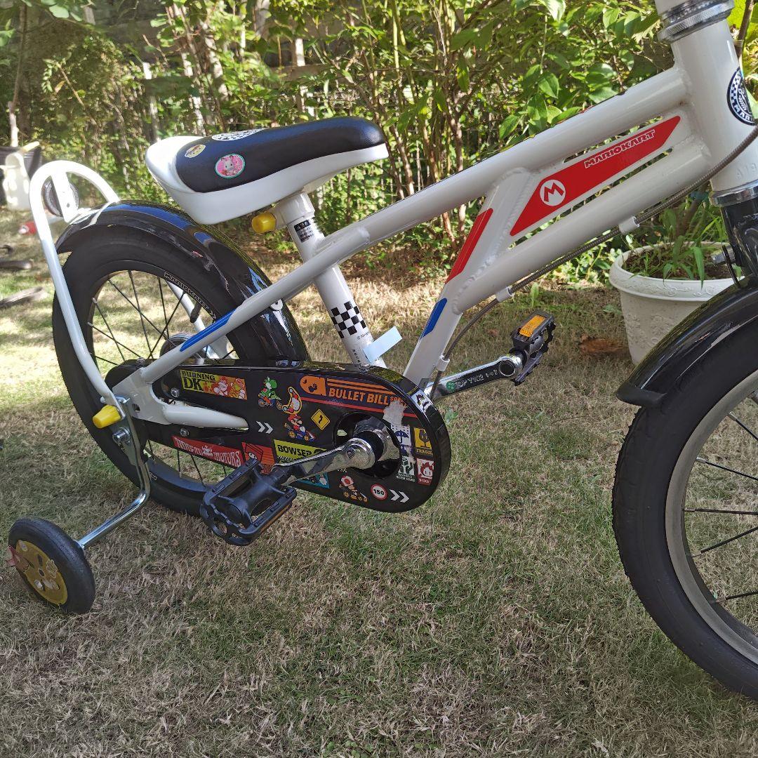引き取りのみ、マリオ可愛い子供用自転車 前カゴ・補助輪付き