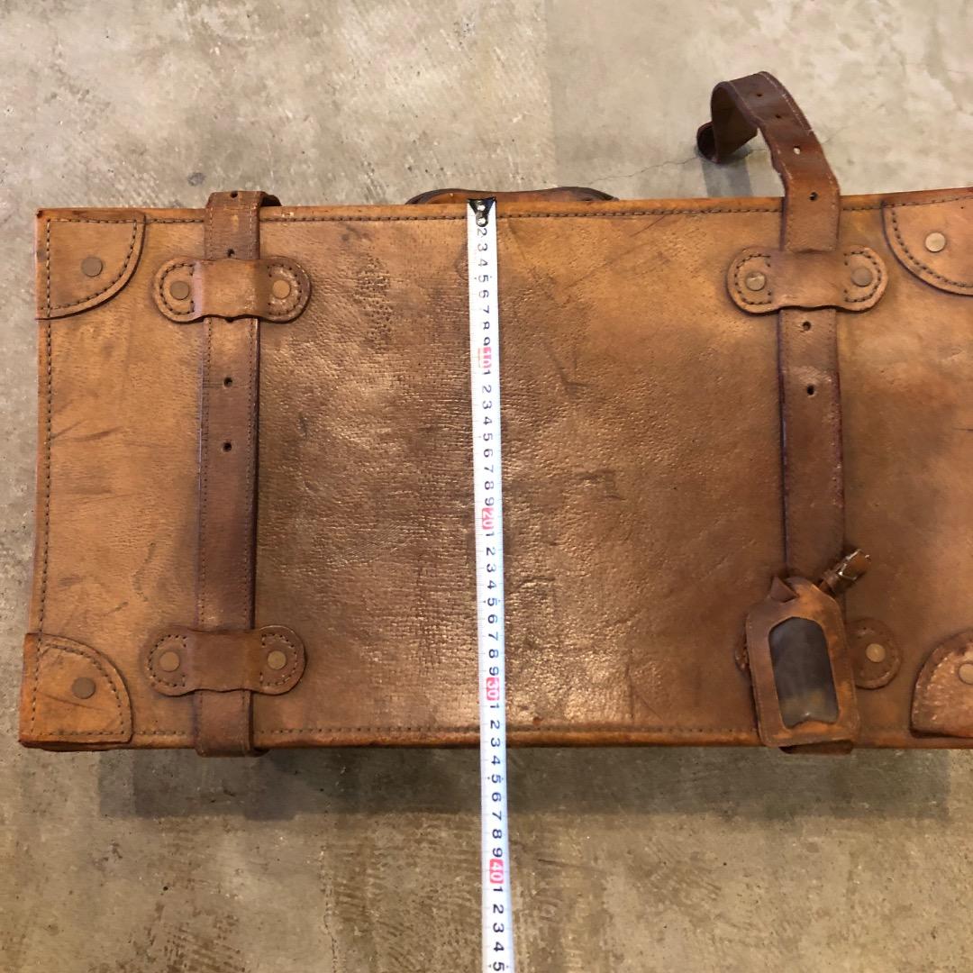 昭和レトロ　レザートランク　アンティークトランク　革製　レトロ雑貨　レザー雑貨