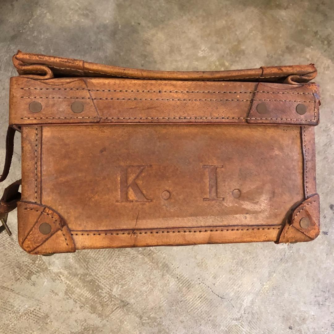 昭和レトロ　レザートランク　アンティークトランク　革製　レトロ雑貨　レザー雑貨