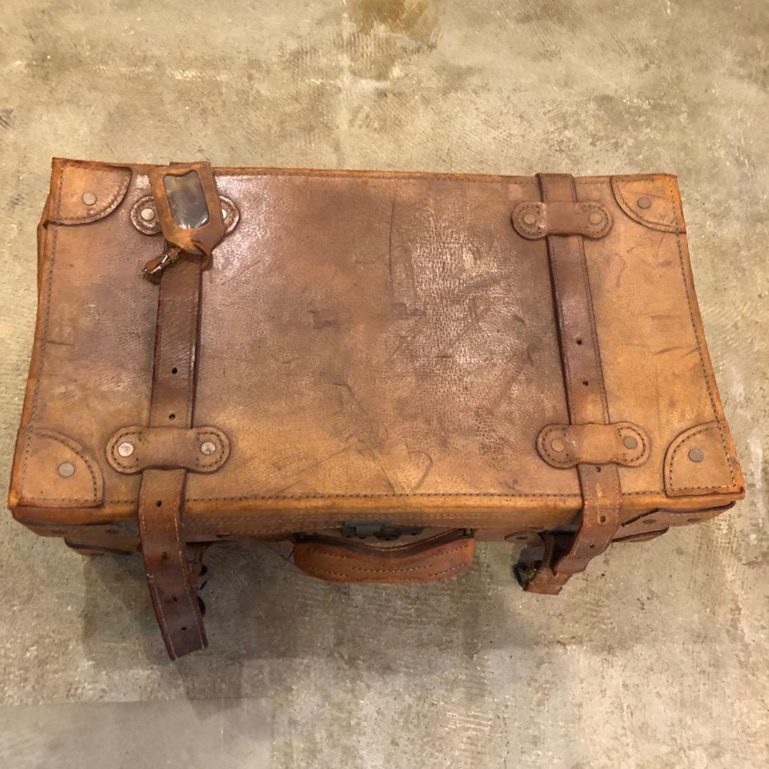 昭和レトロ　レザートランク　アンティークトランク　革製　レトロ雑貨　レザー雑貨