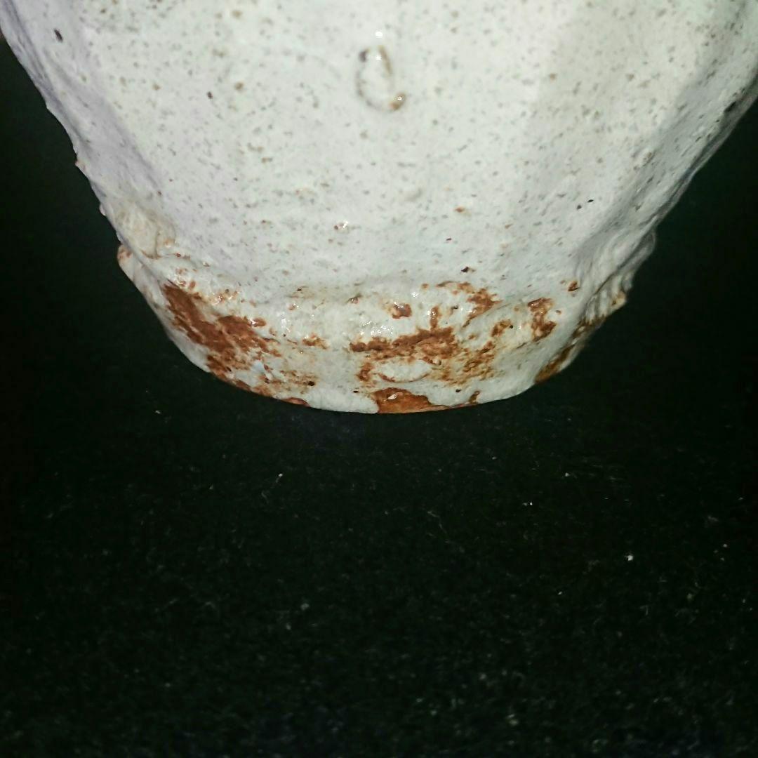 美品 唐津焼『粉引 面取花入』在銘 昭和レトロ