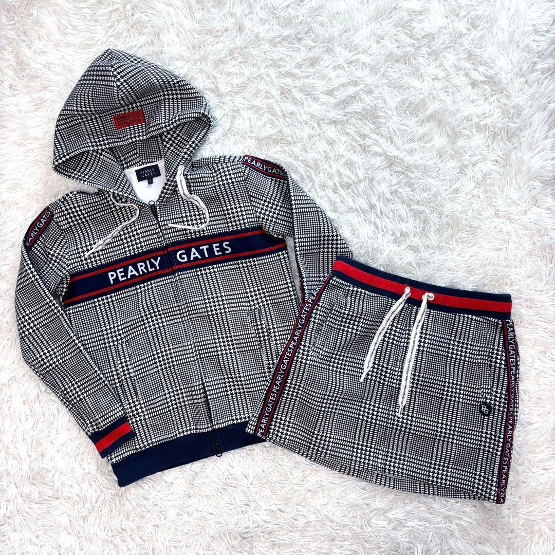 最新作 パーリーゲイツ セットアップ グレンチェック パーカー スカート