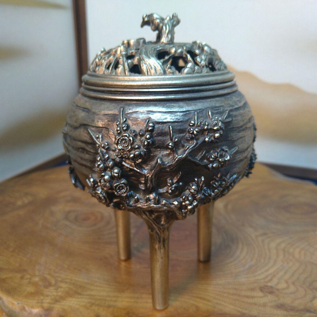 AC11優信作 香炉 松竹梅 三足香炉 菊家紋 天皇両陛下ダイアモンド婚式