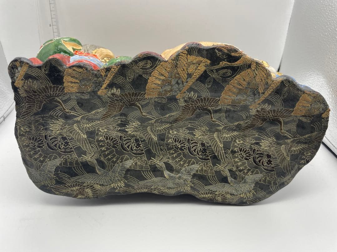 七福神像 陶器製 九谷焼　裏刺繍付き
