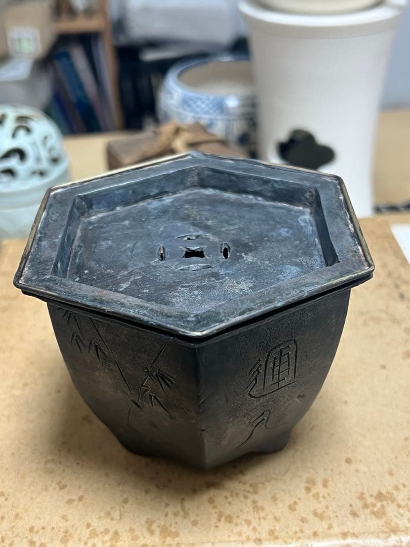 唐物 時代物 在銘 茶道具 建水 古錫 ？古玩 古美術