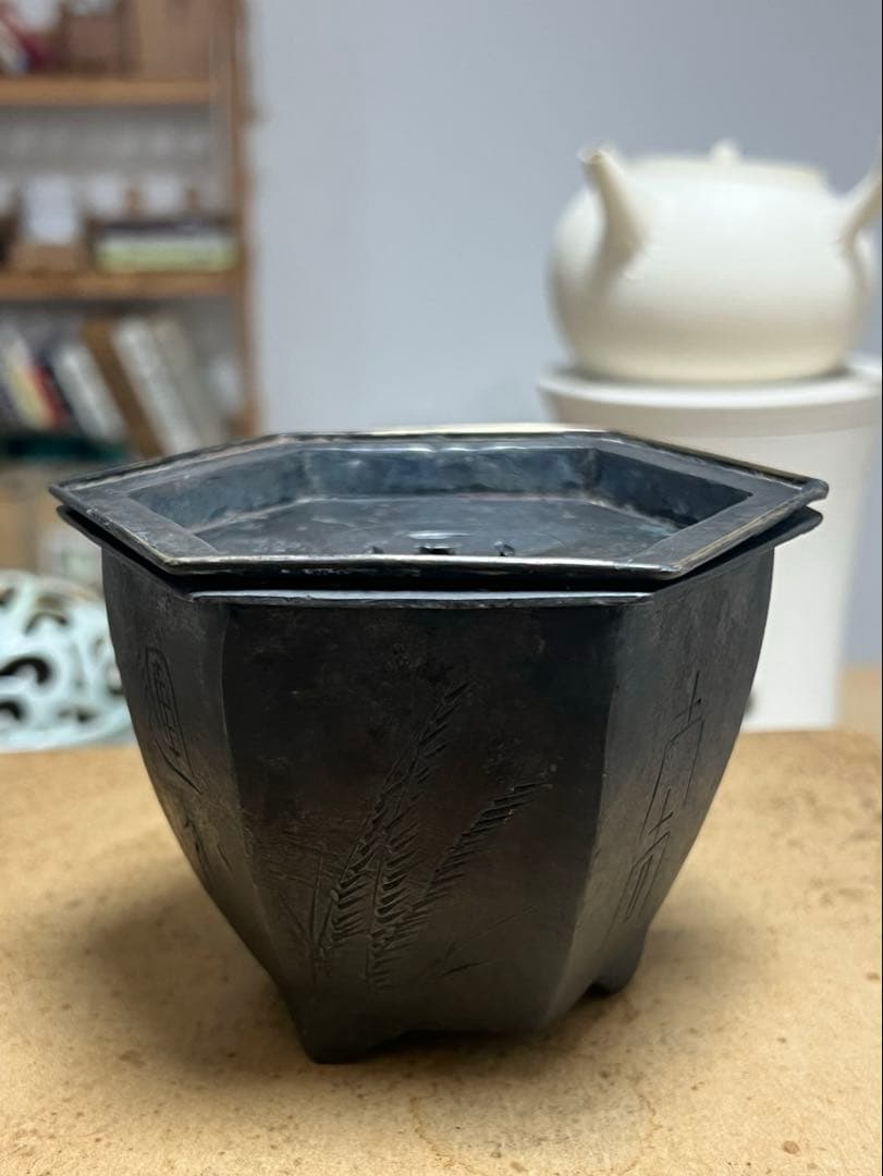 唐物 時代物 在銘 茶道具 建水 古錫 ？古玩 古美術