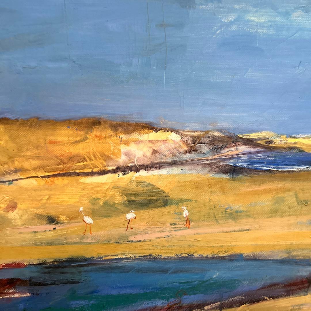 油絵　風景画　額縁付き　肉筆　美術品