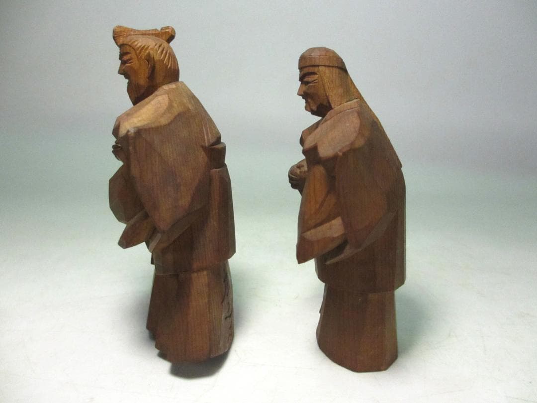高砂人形　一位一刀彫　北出広之 作　木彫り　置物　時代物