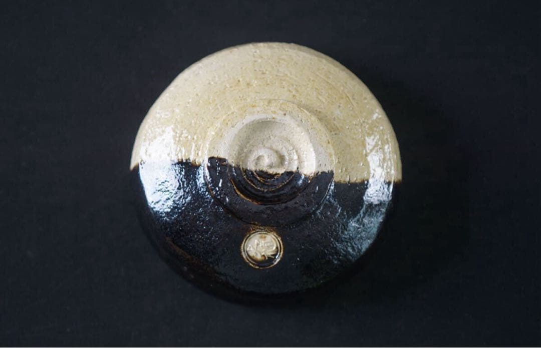 九代 大樋長左衛門 平掛分茶碗 『裏千家十四代淡々斎 宗室書付』共布 茶道具