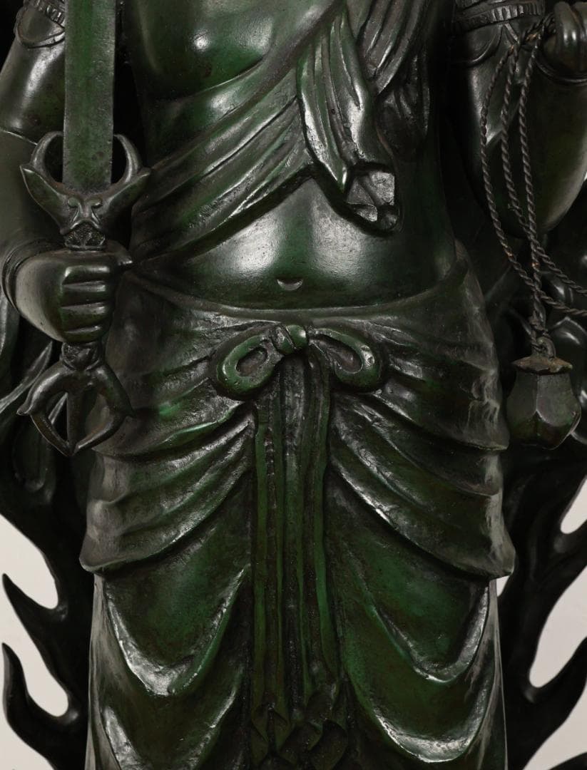 本物保証　般若純一郎 作　「 不動明王立像 」 ブロンズ　高98㎝　重27.5㎏