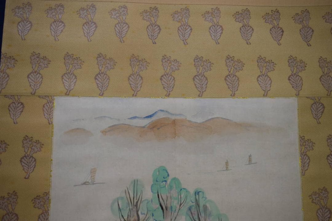 真作/松本仙挙/山水帆船図/布袋屋掛軸HJ-562