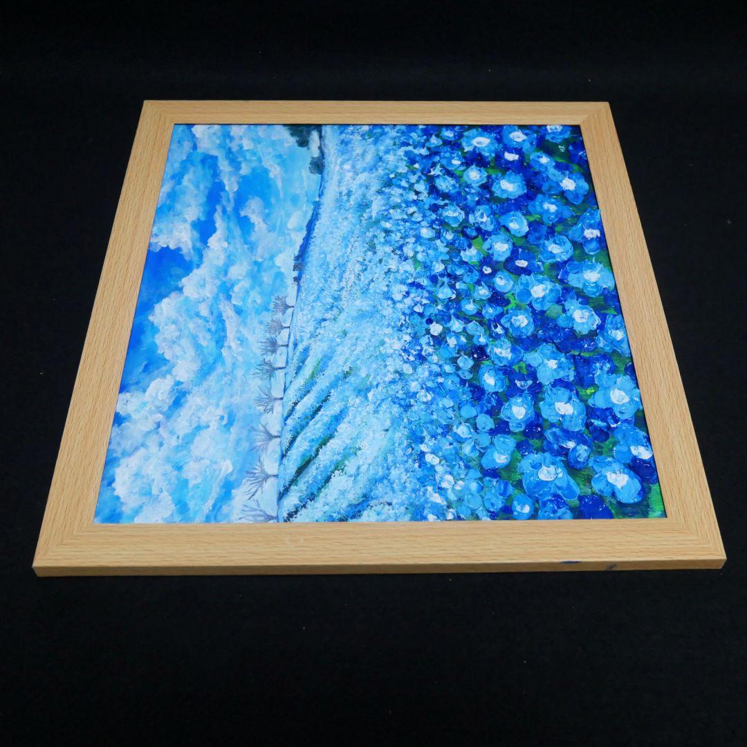 油絵 油彩 油彩画 絵画 絵【ネモフィラブルーの丘】