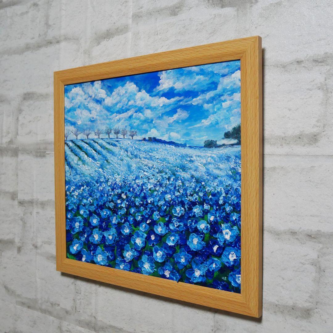 油絵 油彩 油彩画 絵画 絵【ネモフィラブルーの丘】