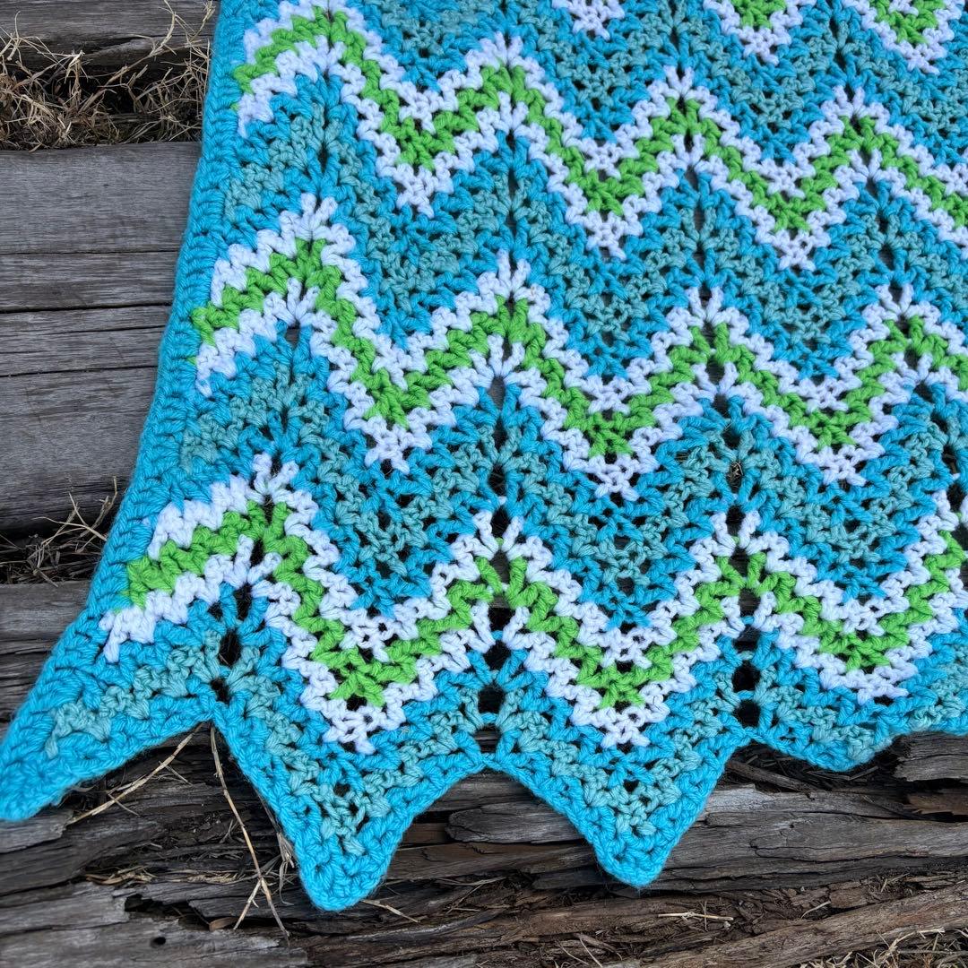 【USA vintage】グラニーブランケット ギザギザ ジグザグ アメリカ