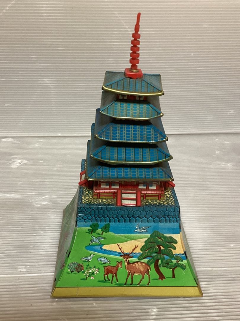 ★レア‼️ブリキ マルサン 金庫シリーズ 五重の塔 金庫 昭和レトロ 貯金箱