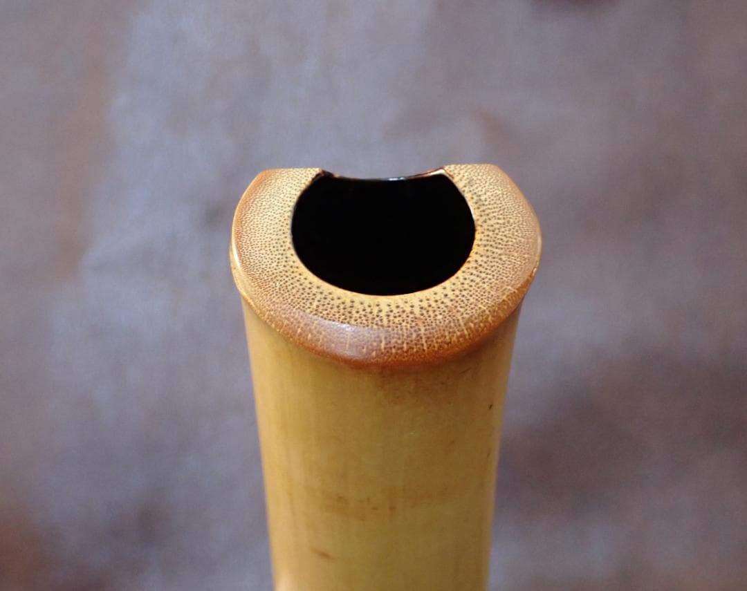 尺八 中西竹峯氏作 秀峯銘 琴古流 一尺九寸 長さ58cm 銀三線籐巻き